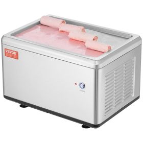 Fried Ice Cream Roll Machine, 12.6" x 8.5" Stir-Fried Ice Cream Pan, Stainless Steel Rolled Ice Cream Maker with Compressor and 2 Scrapers
