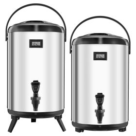 Insulated Beverage Dispenser, 3.2 Gal/12L Stainless Steel Thermal Drink Server with Spigot & Temp Display, Suitable for Hot and Cold Drinks