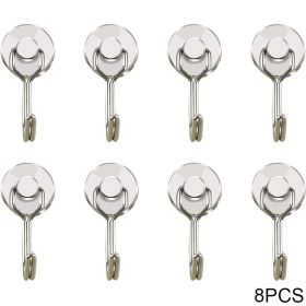 4/8/10pcs Magnetic Hook Powerful Heavy Duty Neodymium Magnet Hook Home Refrigerator Grill Kitchen Key Holder Black Multi-Purpose (Color: 8PCS Silver, Ships From: China)